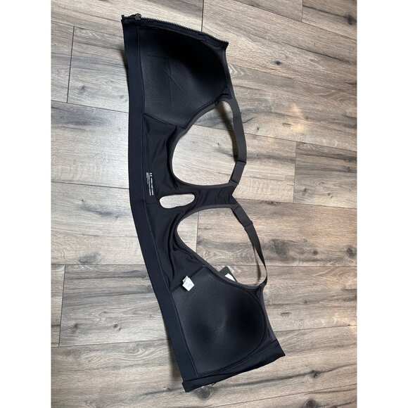 Under Armour Womens High CrossBack Support Zip Front Sports Bra 44DDD Black #1 P - Picture 6 of 8